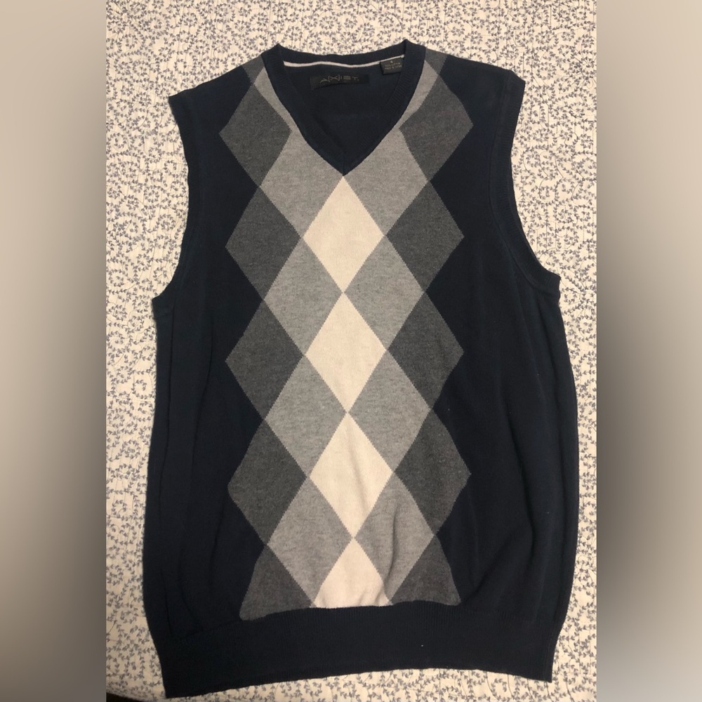 Axist Navy Patterned Sweater Vest Size S